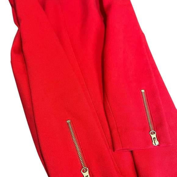 J CREW Double Zip Shift Dress Red Gold Zipper 3/4 Sleeve Sheath Sz 2 - Picture 6 of 9